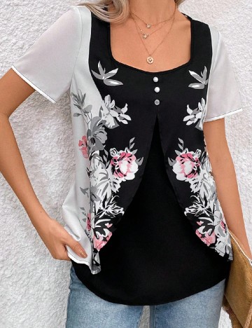 Bluza SHEIN, alb/negru