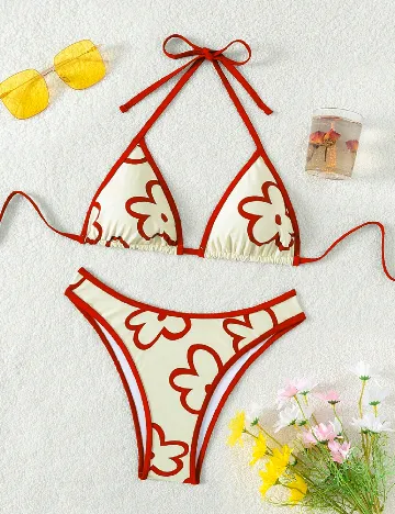 Costum de baie SHEIN, galben/rosu