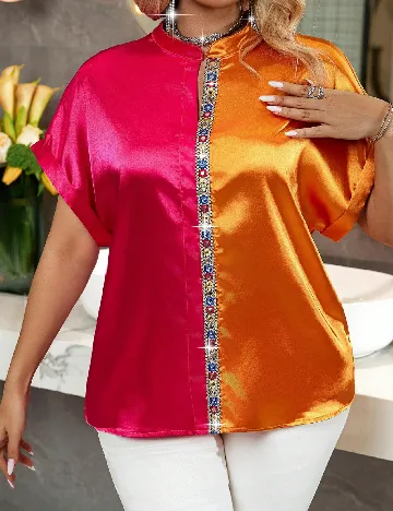 Bluza SHEIN CURVE, roz/portocaliu