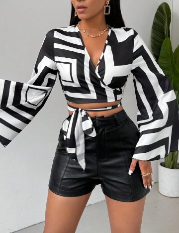 Top SHEIN, alb/negru