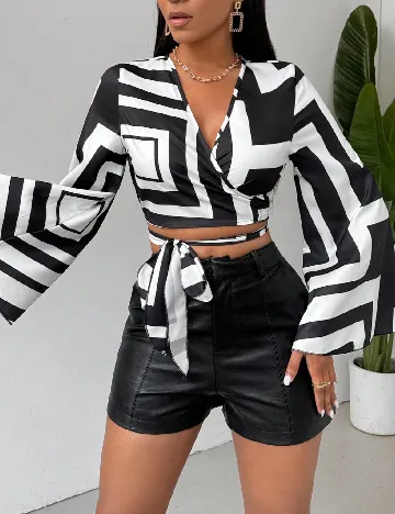 Top SHEIN, alb/negru