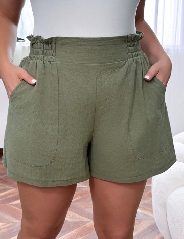Pantaloni scurti SHEIN CURVE, verde