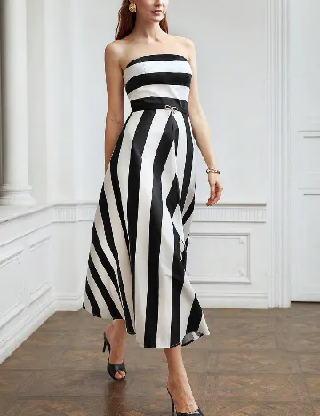 Rochie medie MOTF, alb/negru