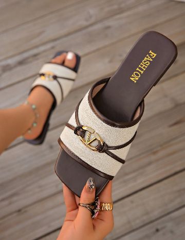 Slapi SHEIN, bej/maro