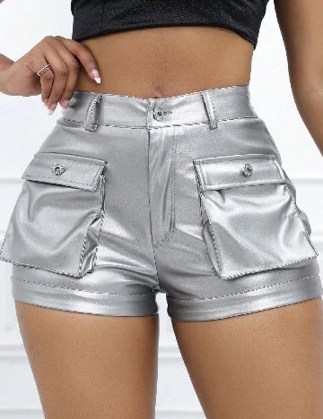 Pantaloni scurti SHEIN, argintiu