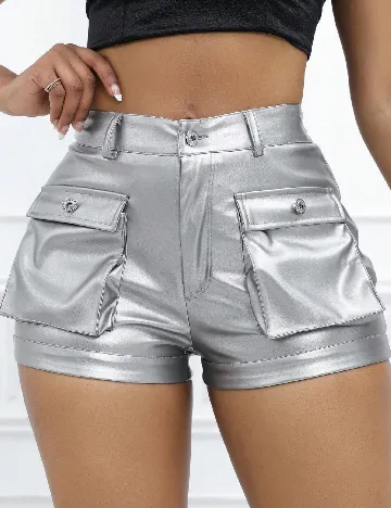Pantaloni scurti SHEIN, argintiu