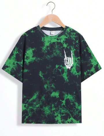 Tricou Shein Kids, verde/negru