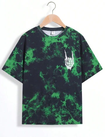 Tricou Shein Kids, verde/negru