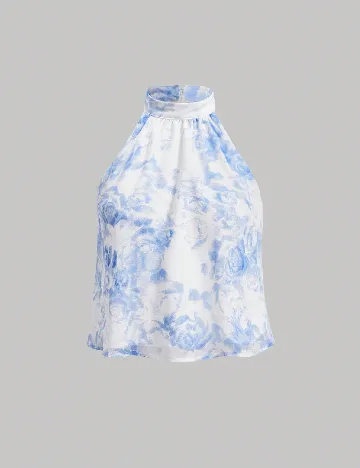 Top SHEIN, alb/albastru