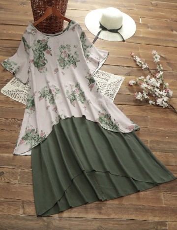 Rochie lunga SHEIN CURVE, verde/negru