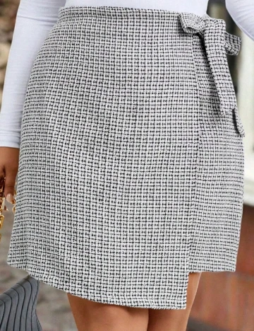 Fusta pantalon SHEIN CURVE, alb/negru