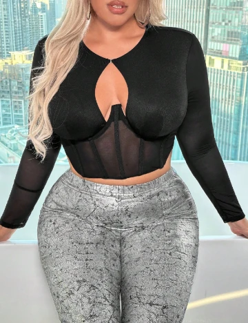 Top SHEIN CURVE, negru