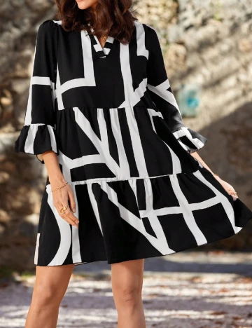 Rochie scurta SHEIN, alb/negru
