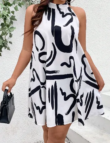 Rochie scurta SHEIN CURVE, alb/negru