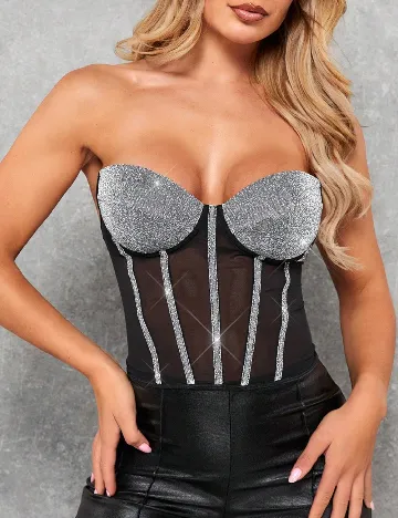 Top SHEIN, argintiu/negru