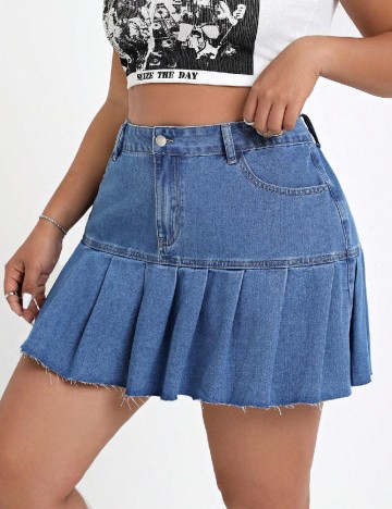 Fusta SHEIN CURVE, albastru