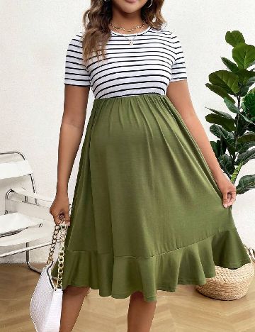 Rochie medie SHEIN Maternity, verde