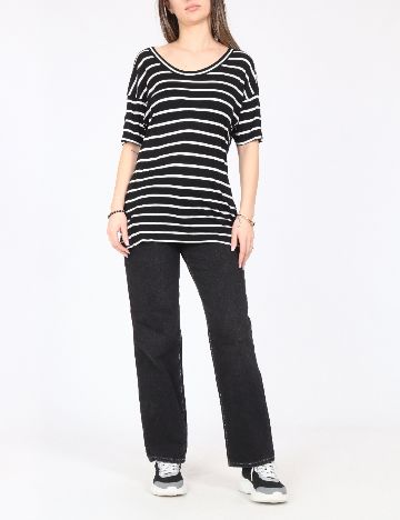 Tricou Zara, negru/alb