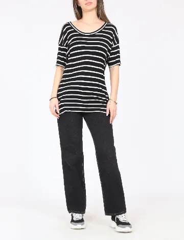 Tricou Zara, negru/alb