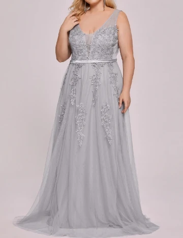 Rochie lunga Ever-Pretty Plus Size, gri