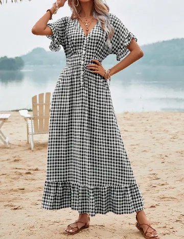 Rochie lunga SHEIN, alb/negru