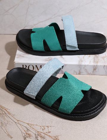 Slapi SHEIN, verde-albastru