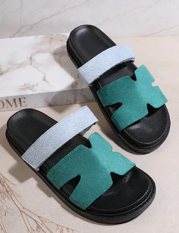 Slapi SHEIN, verde-albastru