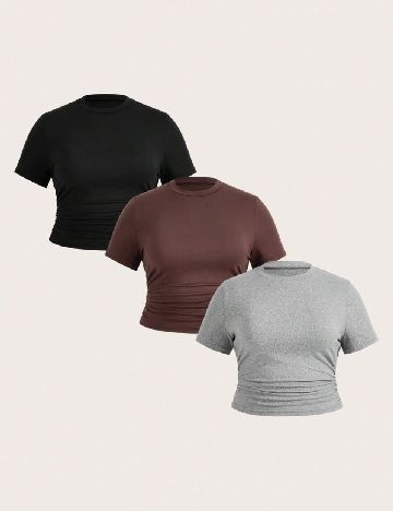 Set Tricouri 3 bucati SHEIN CURVE, mix culori