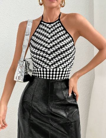 Top SHEIN, alb/negru