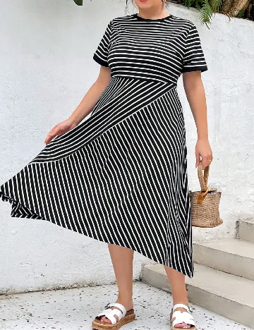 Rochie medie SHEIN CURVE, alb/negru