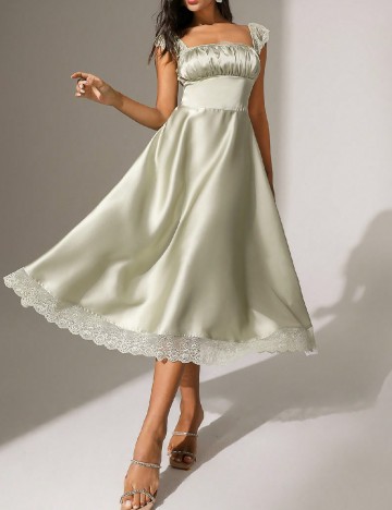 Rochie medie Anewsta, verde deschis