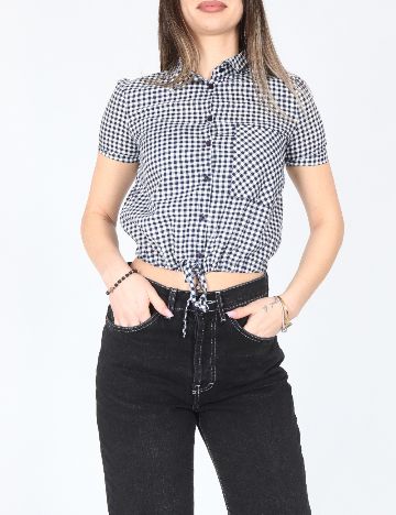 Bluza Bershka, alb/albastru