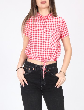 Bluza Bershka, alb/rosu