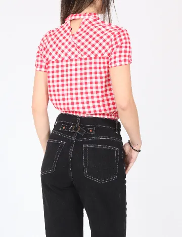 Bluza Bershka, alb/rosu