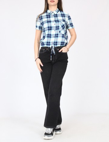 Bluza Bershka, alb/albastru