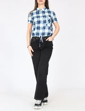 Bluza Bershka, alb/albastru