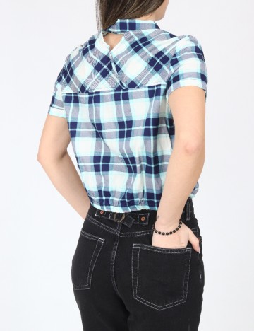 Bluza Bershka, alb/albastru