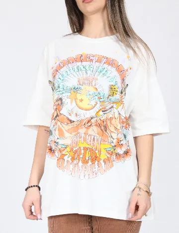 Tricou Oversize Bershka, alb