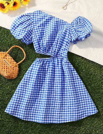 Rochie scurta SHEIN, albastru/alb