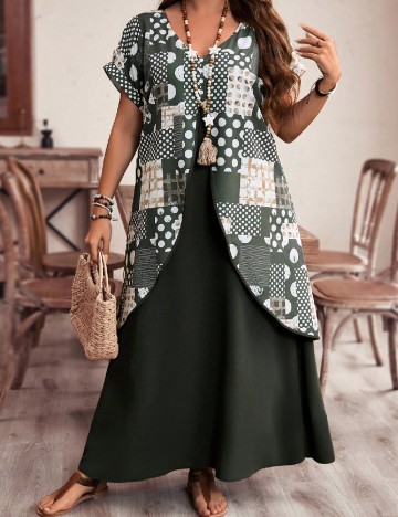 Rochie lunga Emery Rose Curve, verde