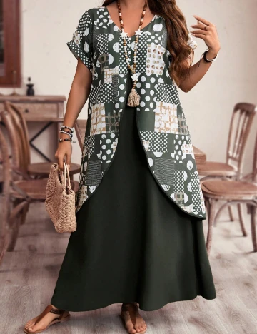 Rochie lunga Emery Rose Curve, verde