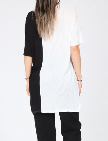 Tricou Oversize Pull&Bear, alb/negru