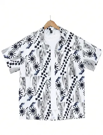 Camasa SHEIN, alb/negru