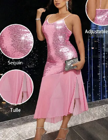 Rochie medie SHEIN CURVE, roz