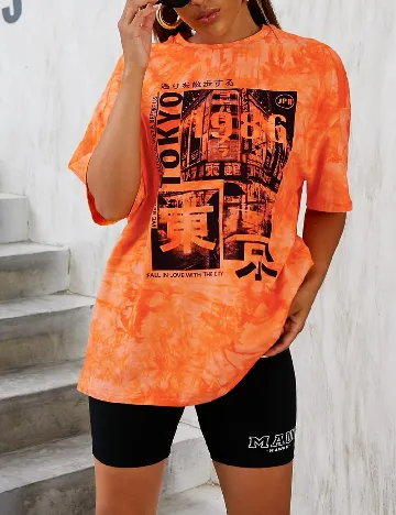 Tricou Oversize SHEIN, portocaliu