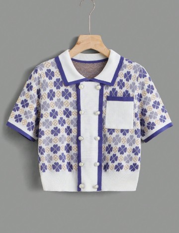 Bluza SHEIN, alb/mov