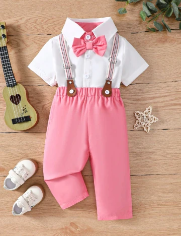 Compleu Shein Kids, alb/roz