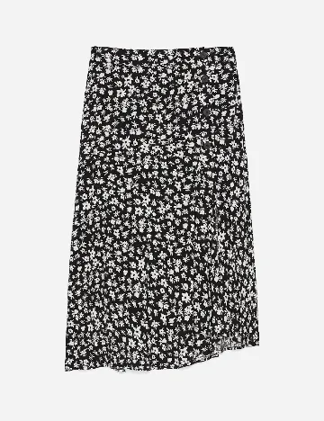 Fusta Bershka, negru/alb