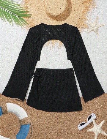 Compleu De Plaja Shein Kids, negru