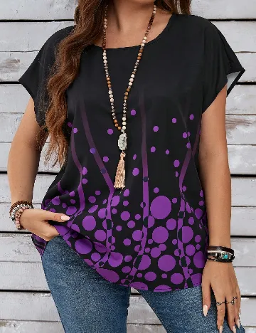 Bluza Emery Rose Curve, negru/mov